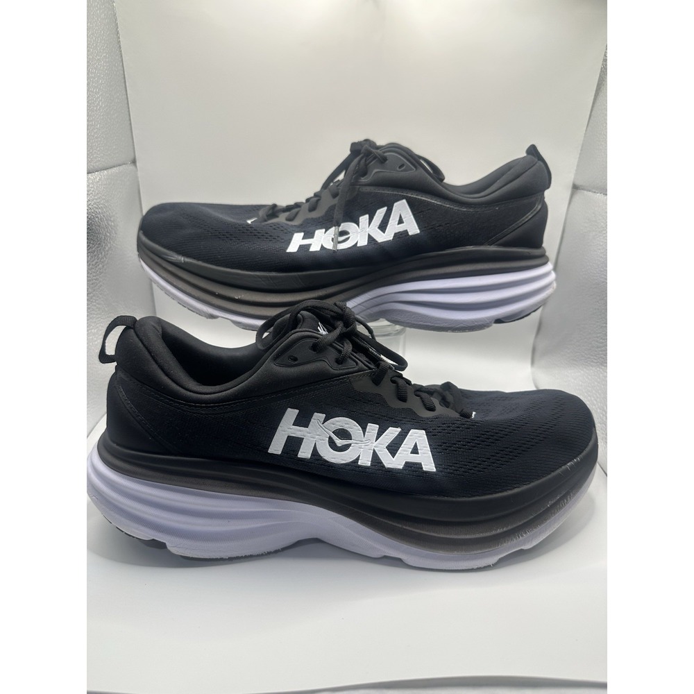 Hoka Bondi 8 Black And White Mens 13